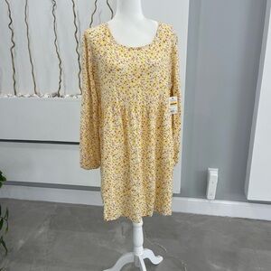 SO Yellow Floral Long Sleeve Dress